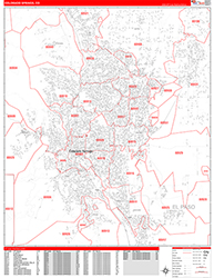 Colorado Springs Wall Map Zip Code Red Line Style 2026